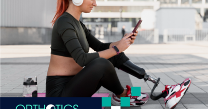 A woman with prosthetics is choosing a playlist for her run