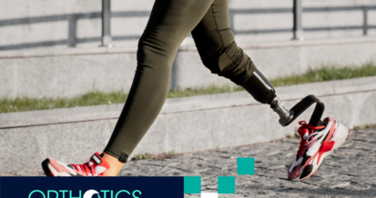 An amputee walking with leg prosthetic