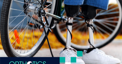 A cyclist wearing prosthetics