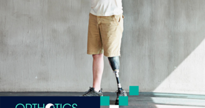 An amputee wearing prosthetics standing